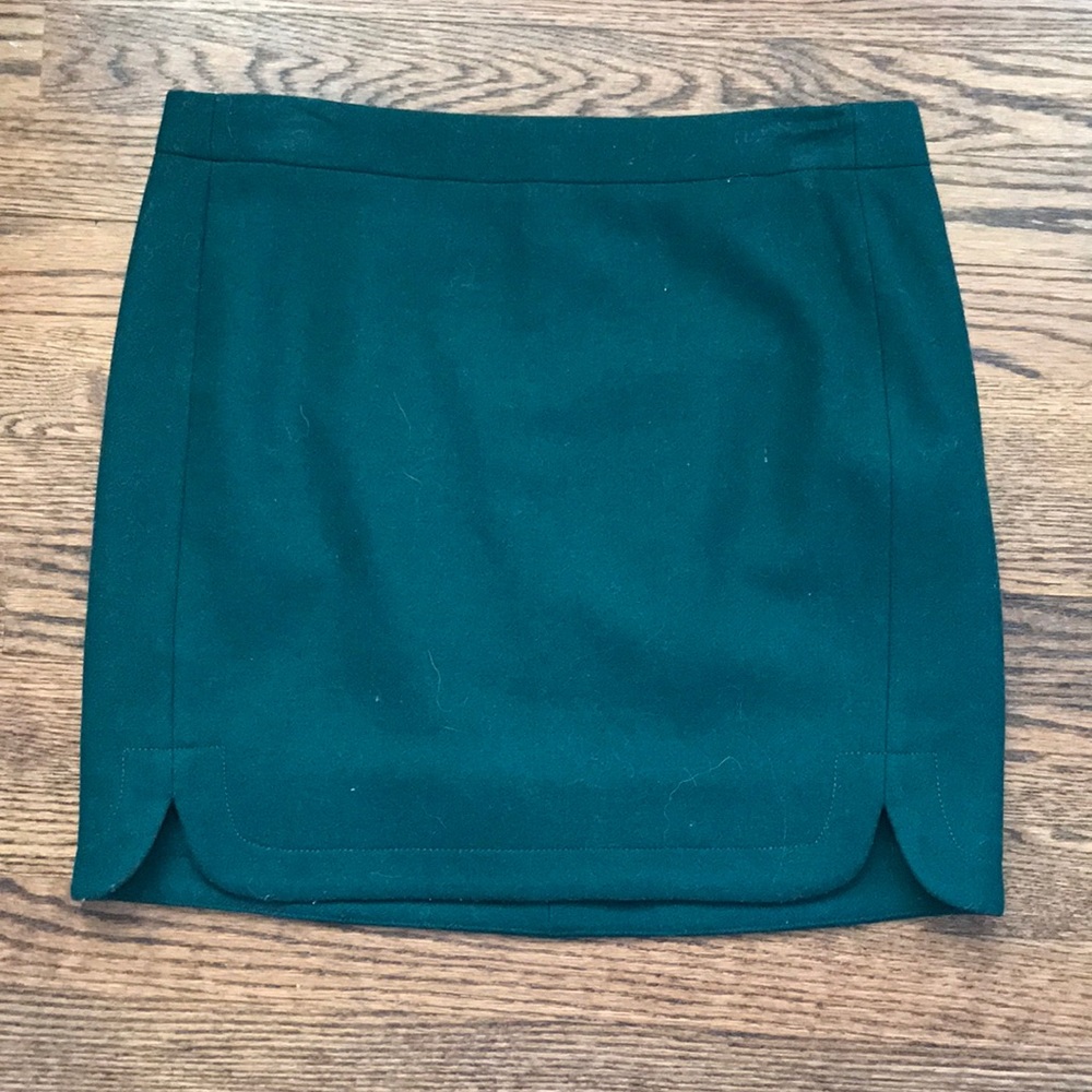 Sz 4 J CREW hunter green wool skirt